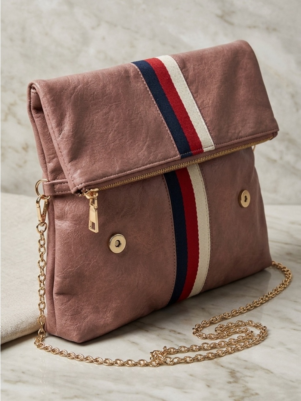 ✨ Moda Luxe Blush Pink Foldover Clutch / Crossbody Bag ✨